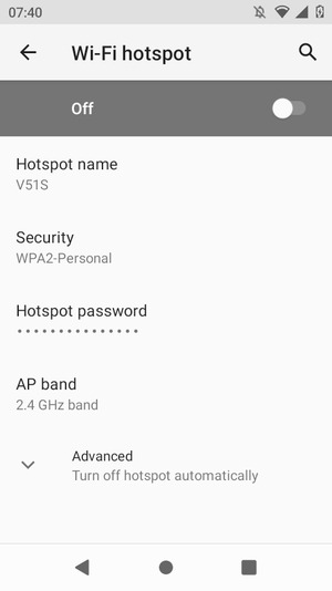 Turn on Wi-Fi hotspot