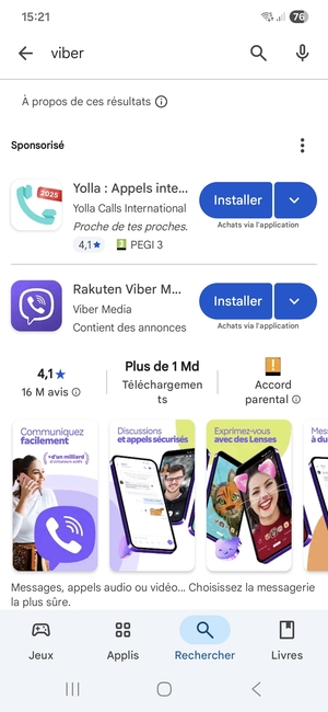 Sélectionnez l'appli