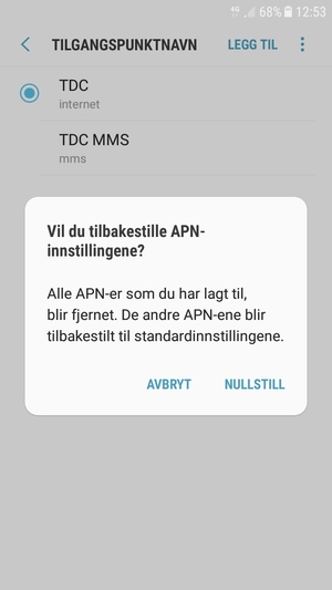 Velg NULLSTILL