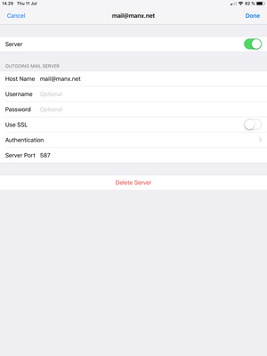 Enter Server Port and select Done