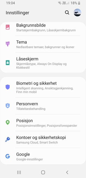 Bla til og velg Biometri og sikkerhet