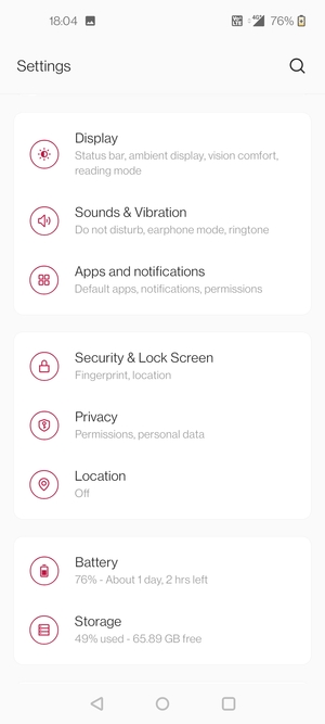 Scroll to and select Display