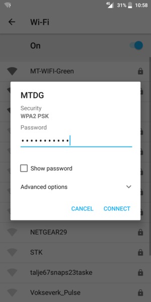 Enter the Wi-Fi password and select CONNECT