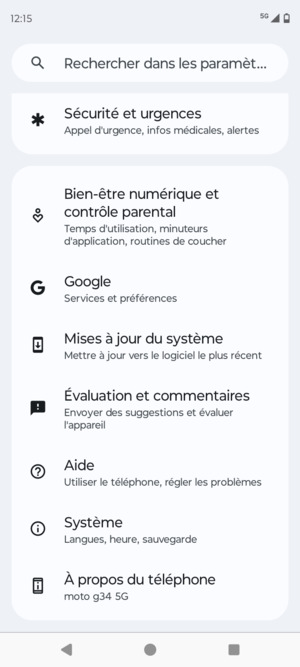 Faites défiler et sélectionnez Mises à jour du système