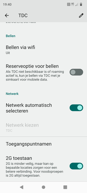 Scroll naar en selecteer Toegangspuntnamen