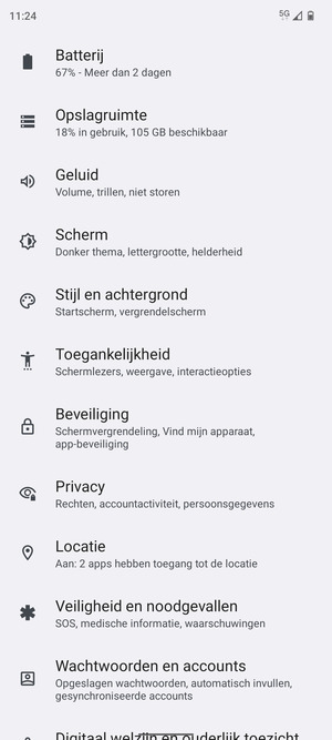 Scroll naar en selecteer Beveiliging