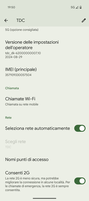 Per modificare la rete, in presenza di problemi, disattiva Seleziona rete automaticamente