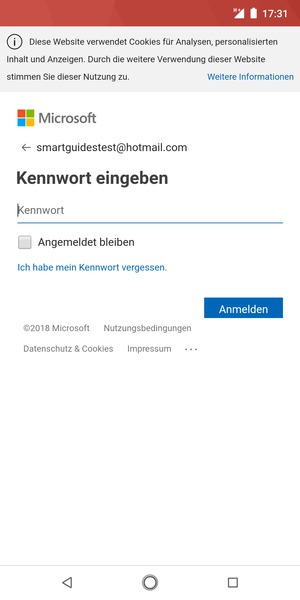 Geben Sie Ihre Passwort ein und wählen Sie Anmelden