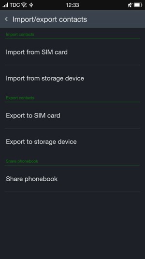 Select Import from SIM card