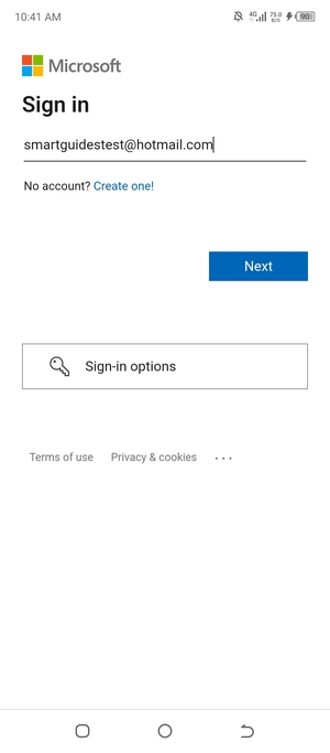 Enter your Hotmail address and select Next