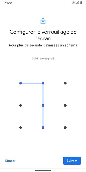 Dessinez un motif de déverrouillage et sélectionnez Suivant