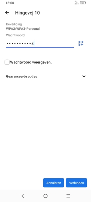 Voer het WiFi-wachtwoord in en selecteer Verbinden