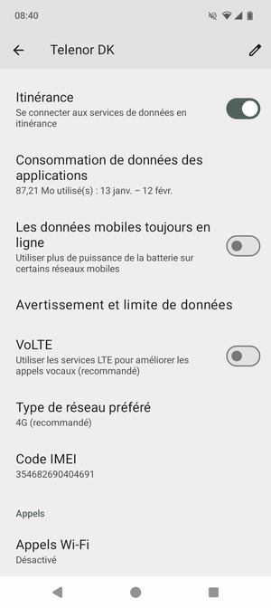 Activer ou désactiver Itinérance