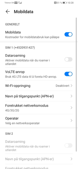 For å bytte nettverk hvis det oppstår nettverksproblemer, velg Operatør