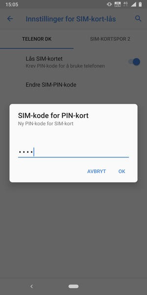 Skriv inn Ny PIN-kode for SIM-kort og velg OK