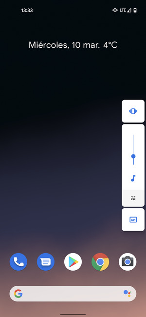 Seleccione Vibración para cambiar al modo de silencio