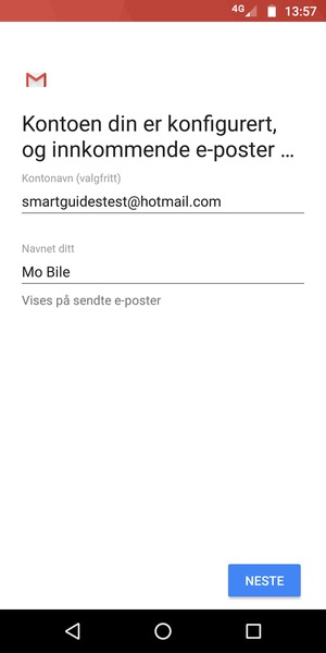 Gi kontoen din et navn, og skriv inn navnet ditt. Velg NESTE