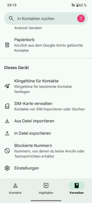 Scrollen Sie und wählen Sie SIM-Karte verwalten