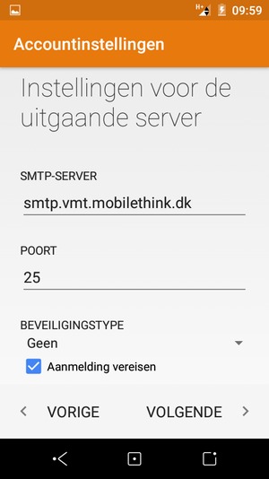 Voer Uitgaand serveradres in