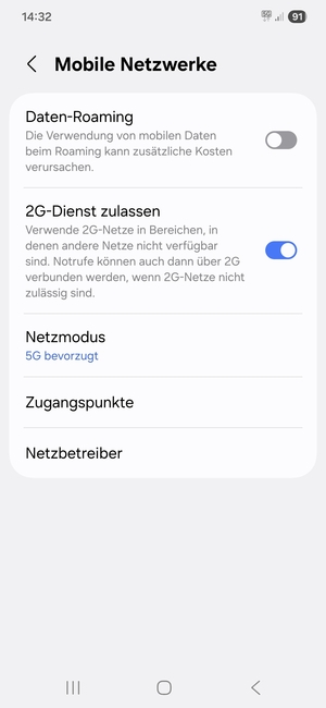 Um das Netzwerk zu wechseln, falls Probleme auftreten, wählen Sie Netzbetreiber