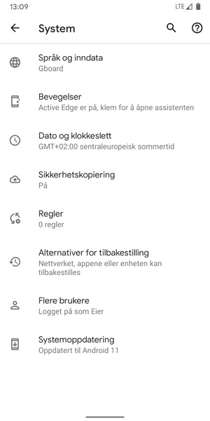 Velg Systemoppdatering