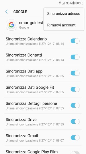 Seleziona Sincronizza adesso