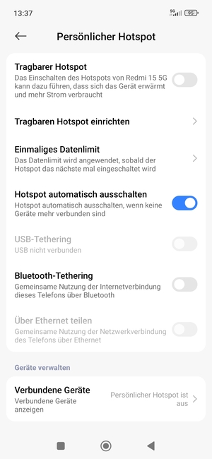 Wählen Sie Tragbaren Hotspot einrichten