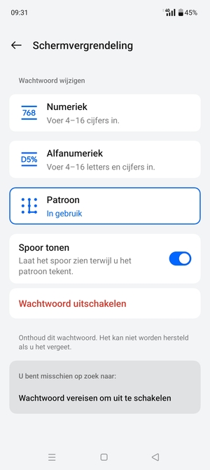 Uw telefoon is nu beveiligd met een schermvergrendeling