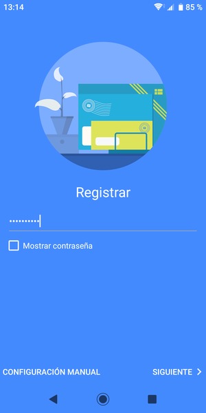 Introduzca su contraseña y seleccione CONFIGURACIÓN MANUAL