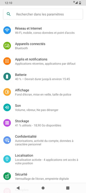 Sélectionnez Réseau et Internet