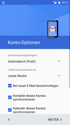Wählen Sie WEITER