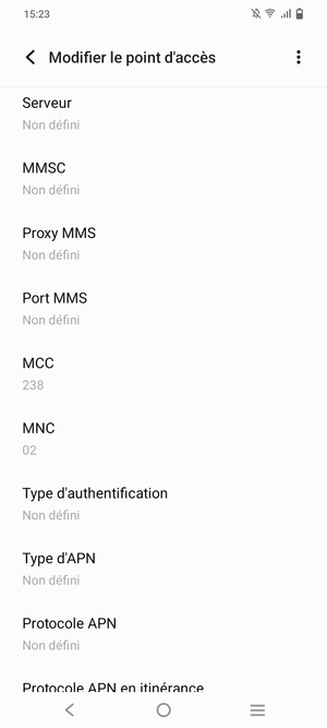 Faites défiler vers le bas et saisissez les informations MMS