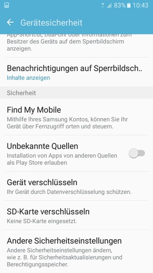 Scrollen Sie und wählen Sie Andere Sicherheitseinstellungen