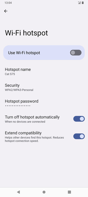 Select Hotspot password