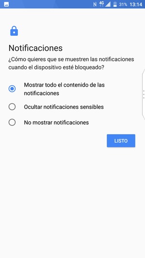 Seleccione la opción deseada y seleccione LISTO
