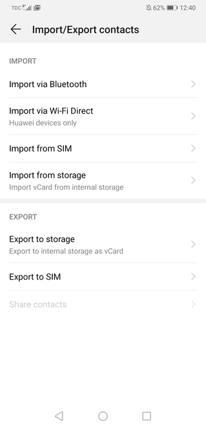 Select Import from SIM