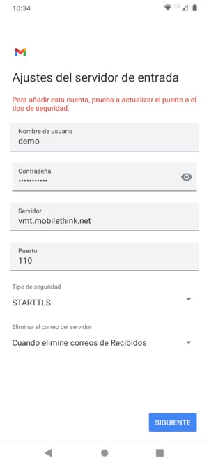 Seleccione Tipo de seguridad