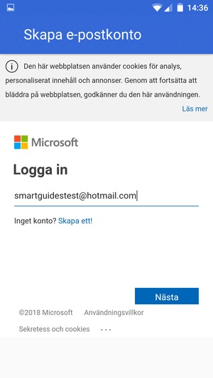 Ange din e-postadress och välj Nästa