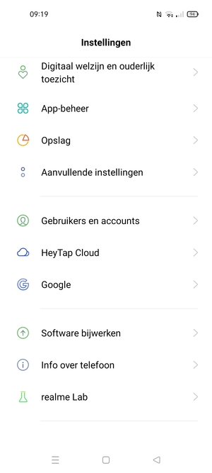 Scroll naar en selecteer Software bijwerken