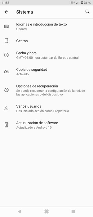 Seleccione Actualización de software