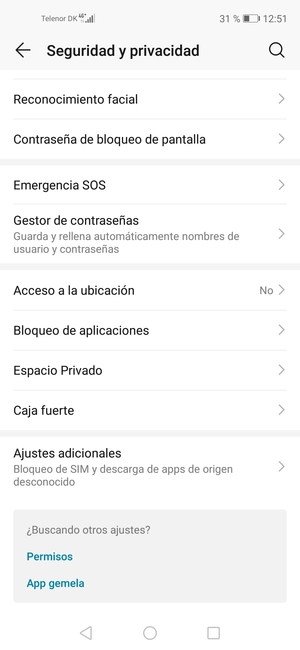 Desplácese y seleccione  Ajustes adicionales