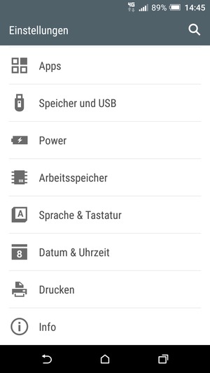 Scrollen Sie und wählen Sie Power