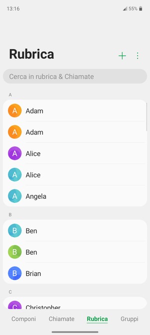 Seleziona il tasto Menu