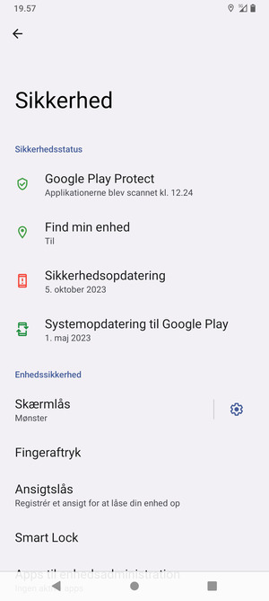 Din telefon er nu sikret med en skærmlås