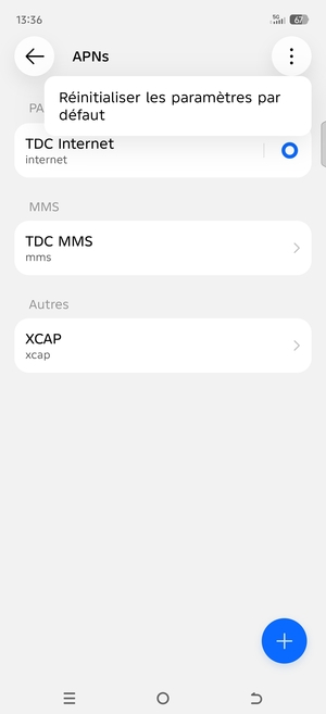 Sélectionnez Réinitialiser les paramètres par défaut