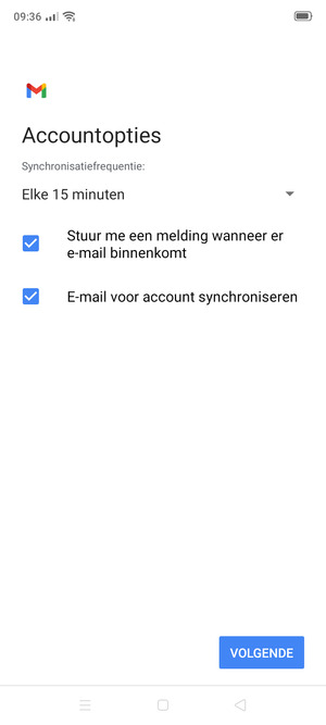 Selecteer VOLGENDE