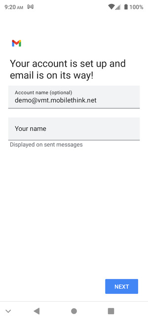 Give your account a name and enter your name. Select NEXT
