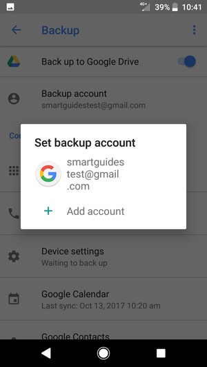 Select your backup account