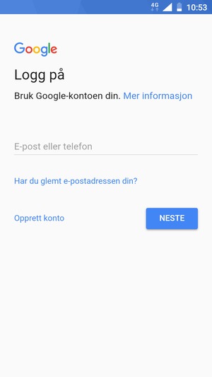 Skriv inn din Gmail-adresse og velg NESTE