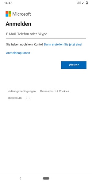 Geben Sie Ihre E-Mail-Adresse ein und wählen Sie Weiter